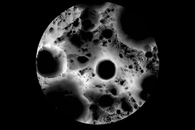 Карта освітлення південного полюса Місяця, складена з урахуванням знімків місії LRO