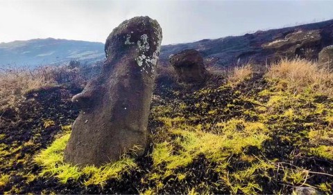 На острові Пасхи обгоріли давні кам'яні статуї