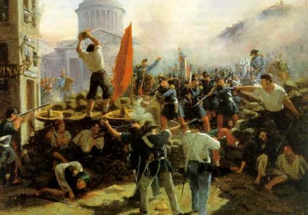 Встановлення барикад у Парижі в лютому 1848, картина Ораса Верне