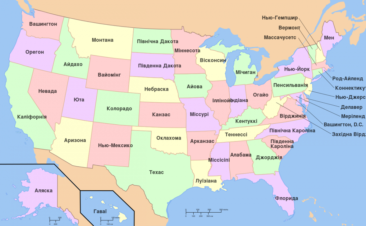 Штати США (карта)