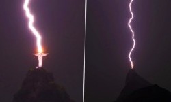Блискавка вдарила прямо по статуї Христа-Спасителя
