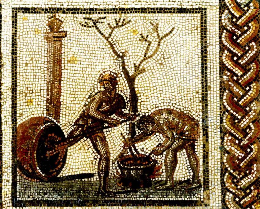 На мозаїці, знайденій на території сучасної Франції, зображено процес виготовлення долій
