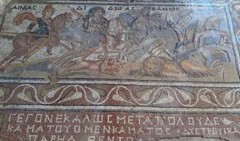 Полювання закоханих: археологи знайшли рідкісну античну мозаїку з Енеєм і Дідоною