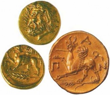 Золота монета Пантикапея з грифоном, IV ст. до Різдва Христова