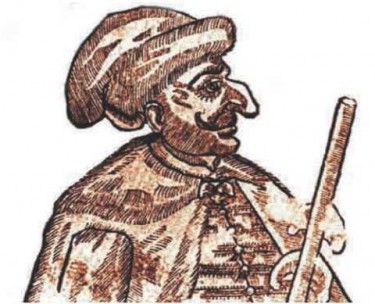 Карикатура на Максима Кривоноса з німецького памфлету середини 17 ст.